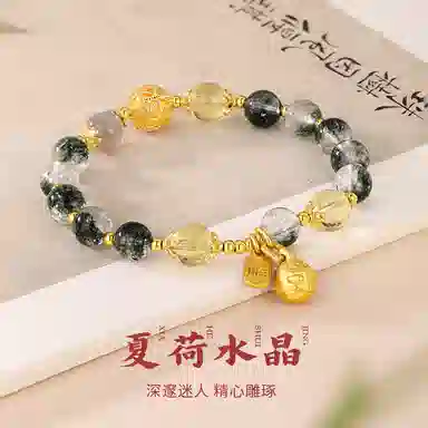 金六福吉祥 新中式吞金兽寓意招财转运显白温柔风精致穿搭福来财来#转运 绿幽灵 手串 女款