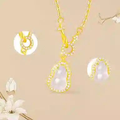 金六福吉祥 福禄 玉髓 项链 女款