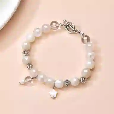 金六福吉祥 梨落白月 水晶 玉石手串 女款