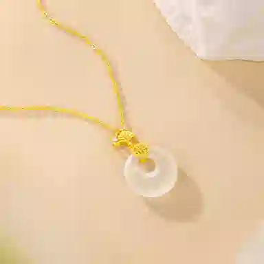 金六福吉祥 杏运平安扣 玉髓 项链 女款
