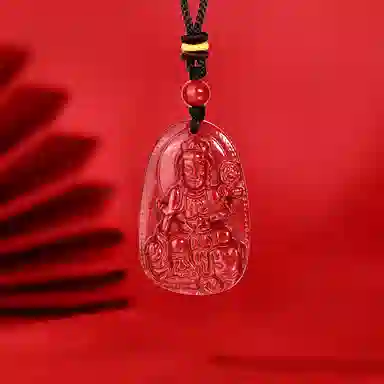 【99%高含量】 金六福吉祥 普贤菩萨八大守护神本命年生肖龙&蛇守护佛平安精致小众日常百搭#好运 朱砂 项链 男女同款情侣款