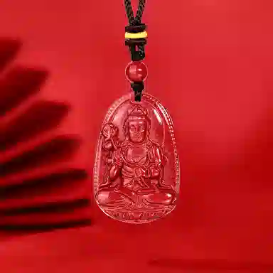 【99%高含量】 金六福吉祥 大势至菩萨平安精致简约小众百搭#好运 朱砂 项链 男女同款情侣款