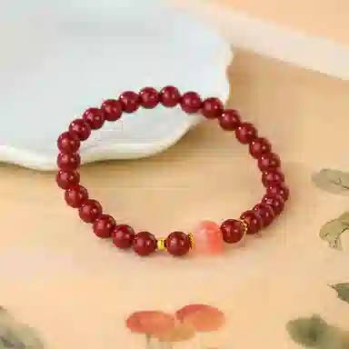 【99纯阳朱砂】 金六福吉祥 新中式经典串珠本命年福运转运珠 朱事顺意 高级感简约大气设计气质百搭闺蜜必备#好运 再造辰砂 手串 女款