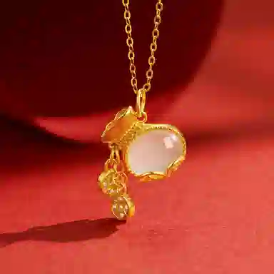 金六福吉祥 招米福袋 玉髓 项链 女款