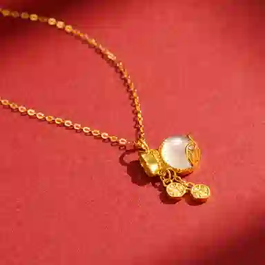 金六福吉祥 招米福袋 玉髓 项链 女款