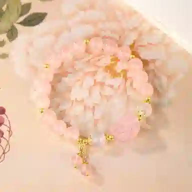 【招桃花锁良缘】 金六福吉祥 粉色浪漫樱花色手饰 甜美优雅少女心小众时尚高级感精致百搭通勤佩戴招财貔貅礼送#好运天然 粉水晶 手串 女款