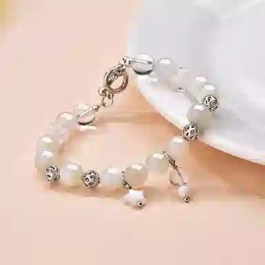 金六福吉祥 梨落白月 水晶 玉石手串 女款