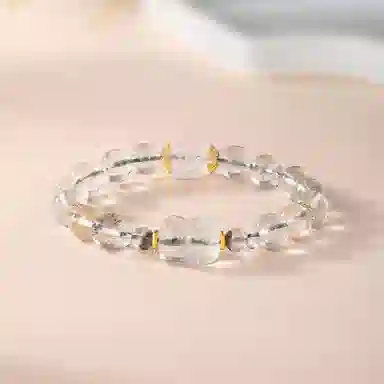 金六福吉祥 新中式国风小众设计 乾坤圈绿幽灵花朵造型 八方来财福运连绵旺财治愈日常百搭显白#好运天然 白水晶 手串 女款