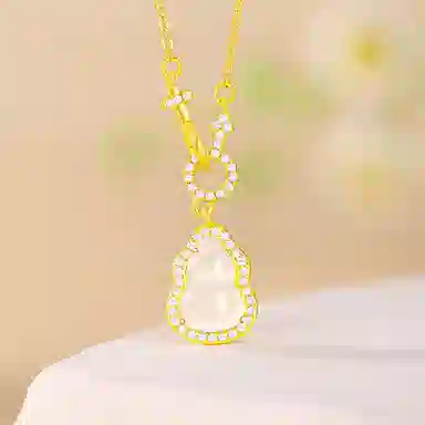 金六福吉祥 福禄 玉髓 项链 女款