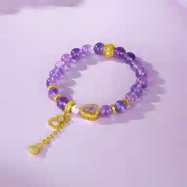 【九紫离火】 金六福吉祥 祥瑞安康招财转运纳福新中式国潮风精致精美轻奢优雅小众日常百搭#好运天然 紫水晶 手串 男女同款情侣款