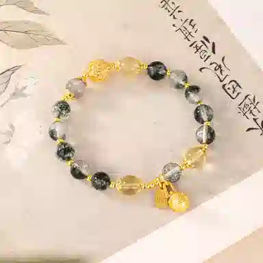 金六福吉祥 新中式吞金兽寓意招财转运显白温柔风精致穿搭福来财来#转运 绿幽灵 手串 女款