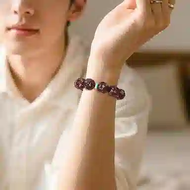 木盛缘 【发财鼠   暴力招财】#好运实心易盘玩上色快文玩 紫金鼠 手串 男女同款情侣款