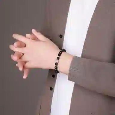 木盛缘 本命年转运元宝高油高密佛珠念珠文玩有钱花檀木手链 足银 黑檀 手串 儿童款