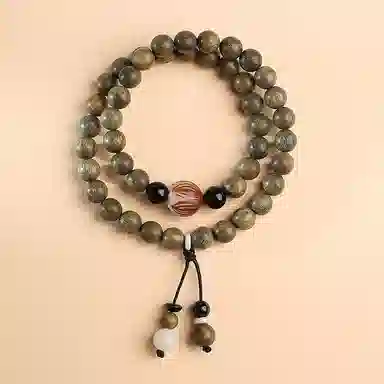 木盛缘 【八方来财  易盘玩】#好运高油密老料佛珠文玩手链 绿檀 手串 男女同款情侣款