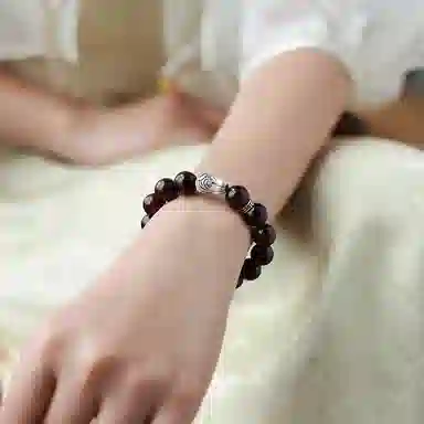 木盛缘 【白菜百财   财源滚滚来】高油高密木饰佛珠念珠足银百财白菜文玩 紫檀属 手串 男女同款情侣款