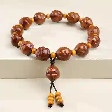 木盛缘 呆萌可爱金钱鼠盘完解压福禄平安招财纳福转运上岸有钱花手持手链 紫金鼠 手串 男女同款情侣款