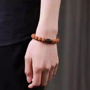 木盛缘 【招财进宝  原皮原色】蛤蟆纹佛珠搭木带宝单圈文玩 猴头核桃 手串 男女同款情侣款