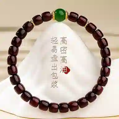 木盛缘 【高贵典雅平安守护】桶珠设计新中式国潮财源滚滚招财纳福平安守护盘玩解压高油高密单圈文玩小叶 紫檀属 手串 女款