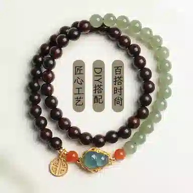 木盛缘 优雅葫芦搭高油高密佛珠双圈 小叶紫檀 手串 女款