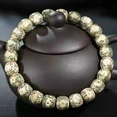 木盛缘 【阴皮石玉料】老型桶珠单圈文玩纪念考试上岸#好运 星月菩提 手串 男女同款情侣款