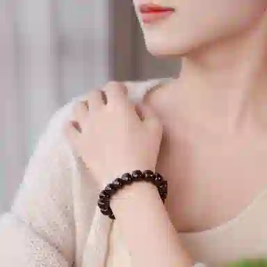 木盛缘 新中式国风简约财源滚滚转运有钱花好运连连高油高密金星单圈手链 小叶紫檀 名贵木作手串 男女同款情侣款