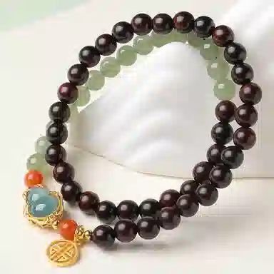 木盛缘 优雅葫芦搭高油高密佛珠双圈 小叶紫檀 手串 女款