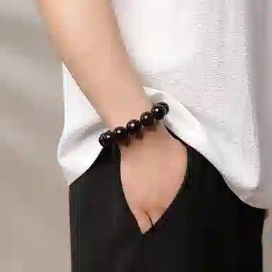 木盛缘 【满金星+平台质检】本命年新中式转运上岸有钱花财源滚滚好运满星盘玩解压单圈文玩佛珠小叶 紫檀属 手串 男女同款情侣款