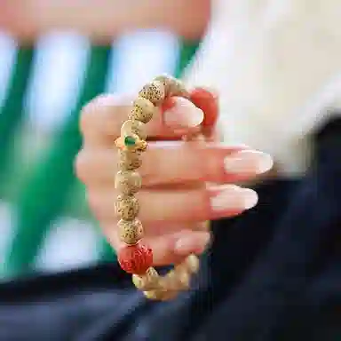 木盛缘 高油高密鸡油黄佛珠 星月菩提 手串 女款