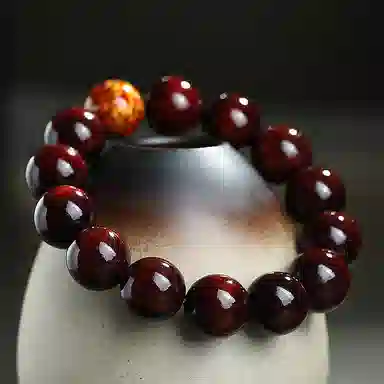 木盛缘 大漆珠佛珠单圈文玩手链 小叶紫檀 手串 男女同款情侣款