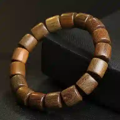 木盛缘 本命年新中式国潮简约高级经典款桶珠单圈素串转运檀木上岸有钱花好运手链 绿檀 手串 男女同款情侣款