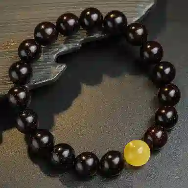 木盛缘 【带金星】新中式复古盘玩解压财源滚滚#好运金星单圈文玩佛珠 紫檀属 手串 男女同款情侣款