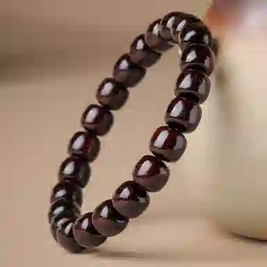 木盛缘 新中式国风简约财源滚滚转运有钱花好运连连高油高密金星单圈手链 小叶紫檀 名贵木作手串 男女同款情侣款