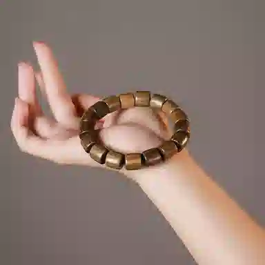 木盛缘 本命年新中式国潮简约高级经典款桶珠单圈素串转运檀木上岸有钱花好运手链 绿檀 手串 男女同款情侣款