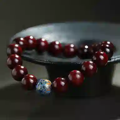 木盛缘 大漆珠佛珠单圈文玩手链 小叶紫檀 手串 男女同款情侣款