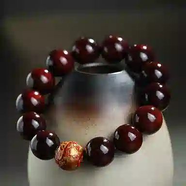 木盛缘 大漆珠佛珠单圈文玩手链 小叶紫檀 手串 男女同款情侣款