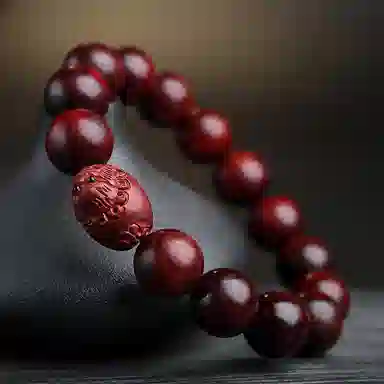 木盛缘 【财源滚滚发财貔貅】新中式国潮复古风时尚高级精美礼盒好运单圈文玩佛珠 紫檀属 手串 男女同款情侣款