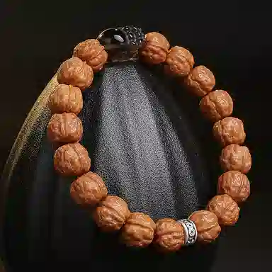 木盛缘 【招财进宝  原皮原色】蛤蟆纹佛珠搭木带宝单圈文玩 猴头核桃 手串 男女同款情侣款