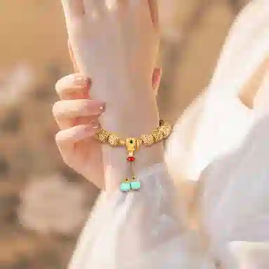 木盛缘 【六字真言  平安顺遂】高油高密鸡油黄佛珠文玩考研考公上岸前程似锦#好运 星月菩提 手串 男女同款情侣款