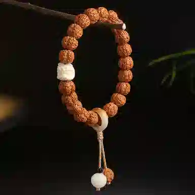 木盛缘 【解压必备时来运转】新中式国风复古树王爆肉五瓣双龙木饰文玩醒狮平安环单圈好运 金刚菩提 手串 男女同款情侣款