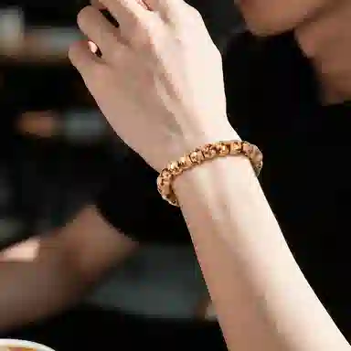 木盛缘 【招财鼠  鼠你有钱】实心镶嵌佛珠念珠文玩单圈#好运 紫金鼠 手串 男女同款情侣款