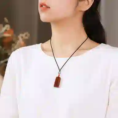 木盛缘 高油高密手工雕刻福字平安牌 小叶紫檀 吊坠 男女同款情侣款