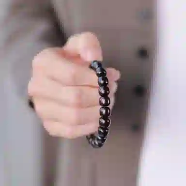 木盛缘 新中式国风简约财源滚滚转运有钱花好运连连高油高密金星单圈手链 小叶紫檀 名贵木作手串 男女同款情侣款