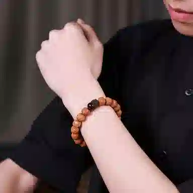 木盛缘 【招财进宝  原皮原色】蛤蟆纹佛珠搭木带宝单圈文玩 猴头核桃 手串 男女同款情侣款