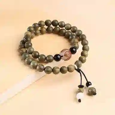 木盛缘 【八方来财  易盘玩】#好运高油密老料佛珠文玩手链 绿檀 手串 男女同款情侣款