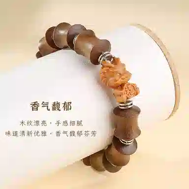 木盛缘 转运财源滚滚柿柿如意竹节萌龙文玩佛珠檀木 绿檀 手串 男女同款情侣款