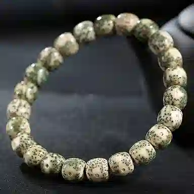 木盛缘 【阴皮石玉料】老型桶珠单圈文玩纪念考试上岸#好运 星月菩提 手串 男女同款情侣款