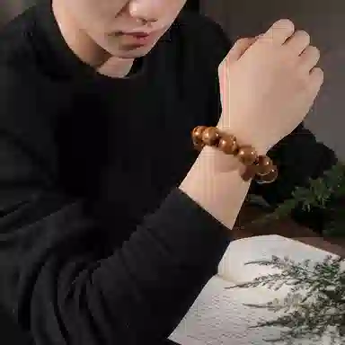 木盛缘 水波纹佛珠 金丝楠木 手串 男款 楠木