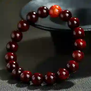 木盛缘 大漆珠佛珠单圈文玩手链 小叶紫檀 手串 男女同款情侣款