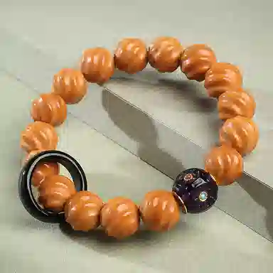 木盛缘 【扭转乾坤转运上岸】本命年新中式国潮复古财源滚滚平安好运转运吉祥男女款螺旋纹佛珠文玩单圈 猴头核桃 手串 男女同款情侣款