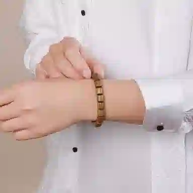 木盛缘 本命年新中式国潮简约高级经典款桶珠单圈素串转运檀木上岸有钱花好运手链 绿檀 手串 男女同款情侣款